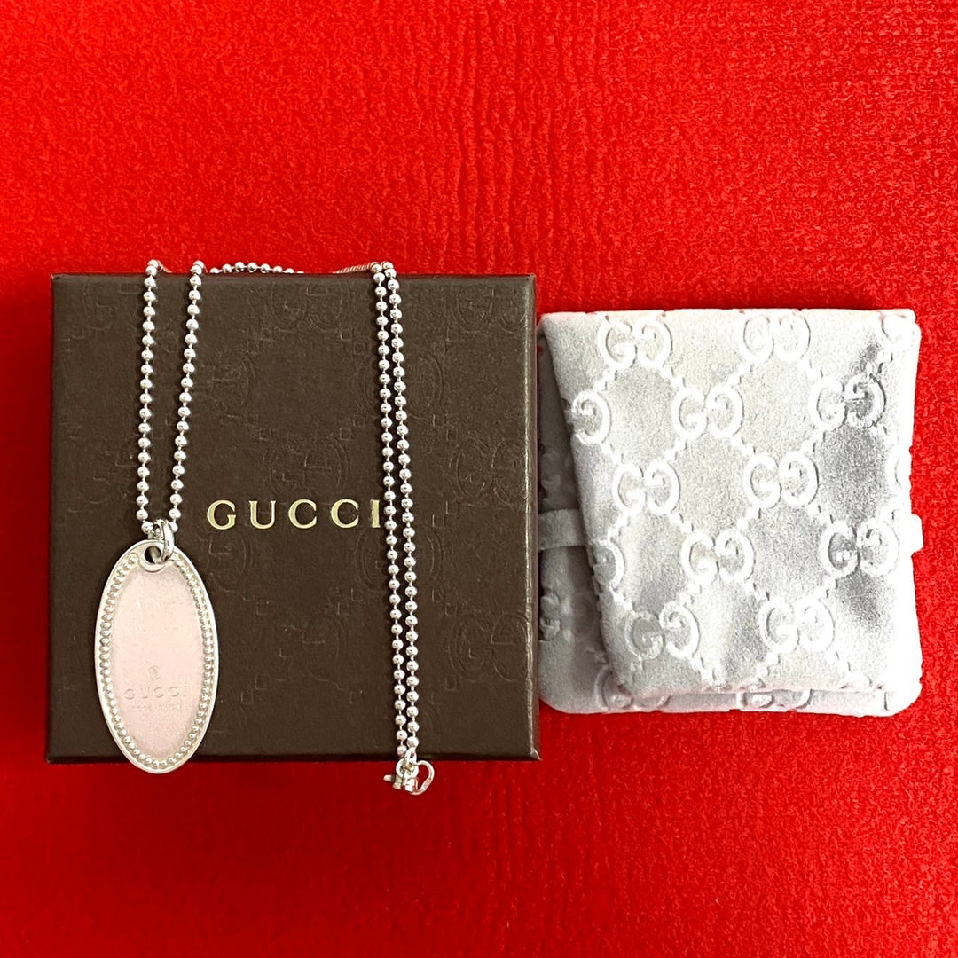necklace gucci oval tag necklace