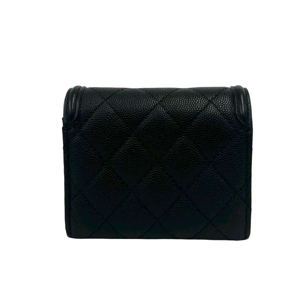 Chanel CC 花絲三折錢包