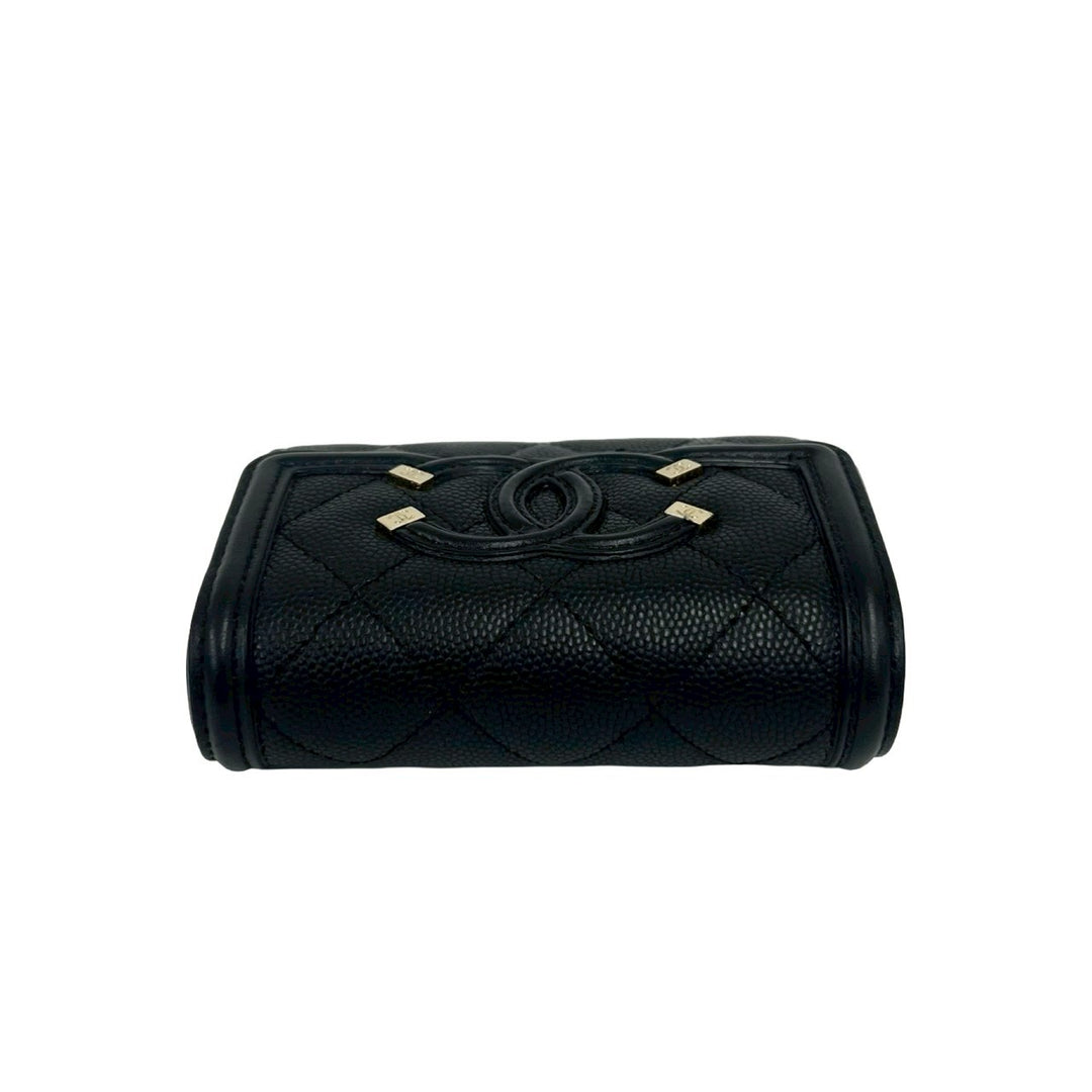 Chanel CC 花絲三折錢包