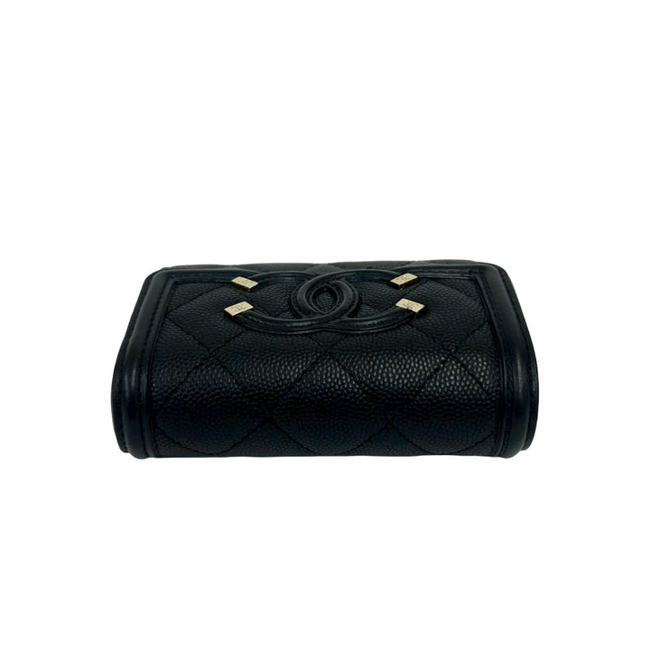 Chanel CC 花絲三折錢包