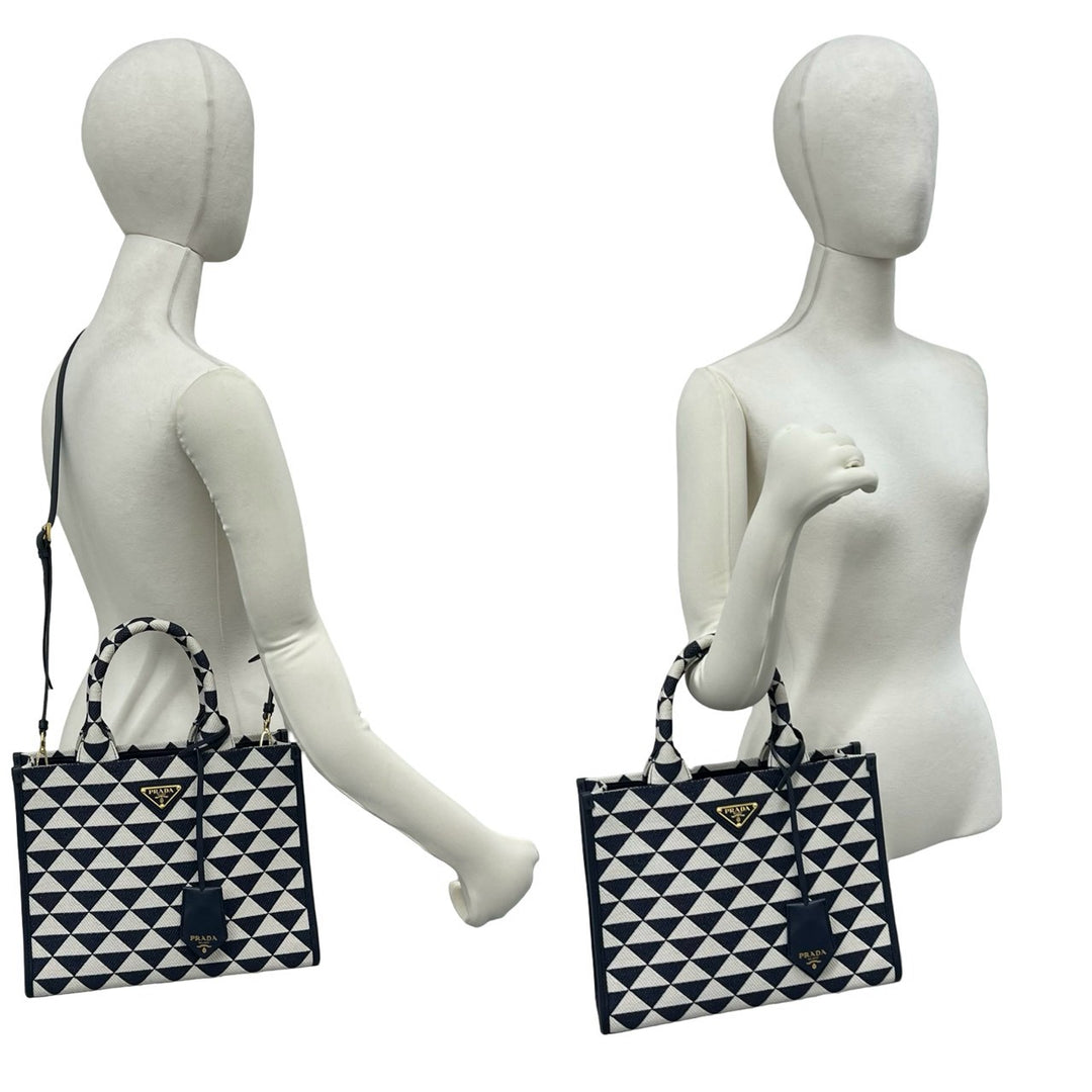 Shoulder bag prada symbol embroidered fabric small