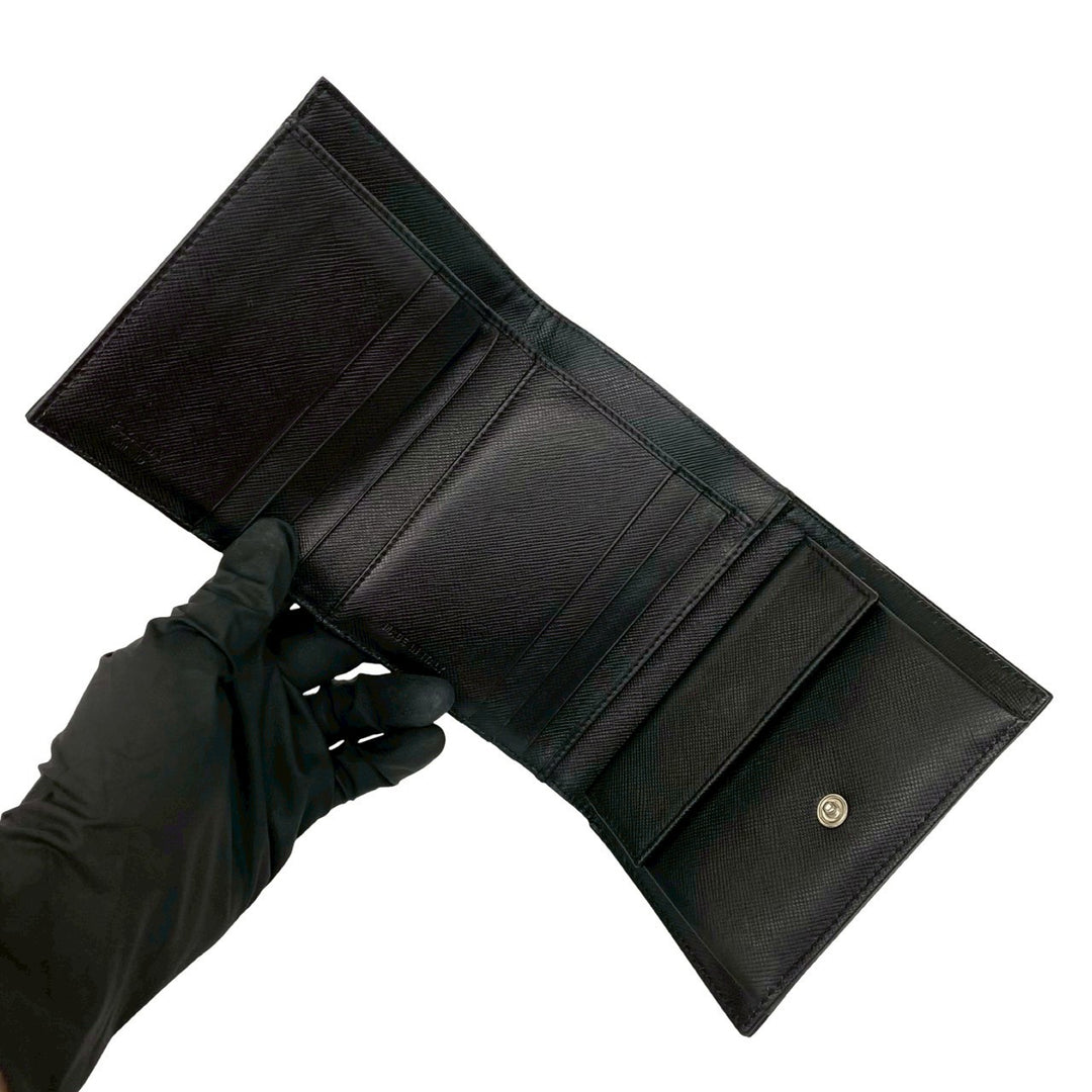trifold wallet prada